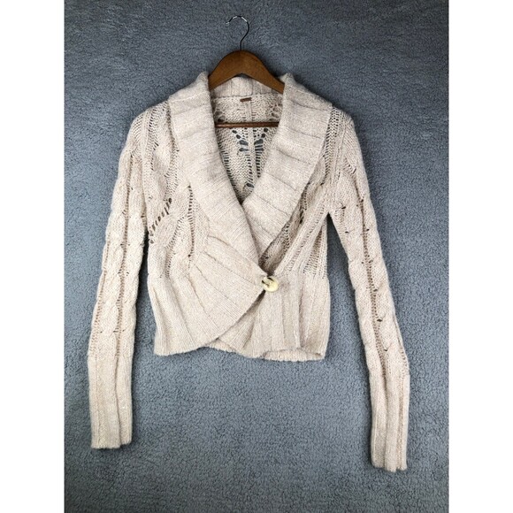 Free People ivory part wool cardigan - Picture 1 of 9